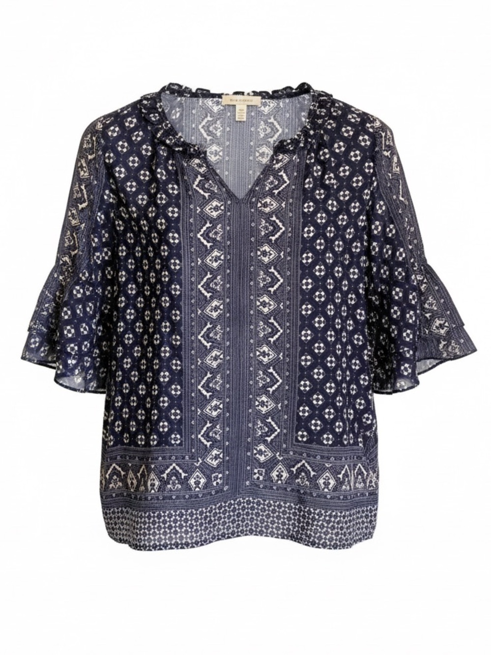 Skies Are Blue Semi Sheer Ruffle Sleeve Blouse